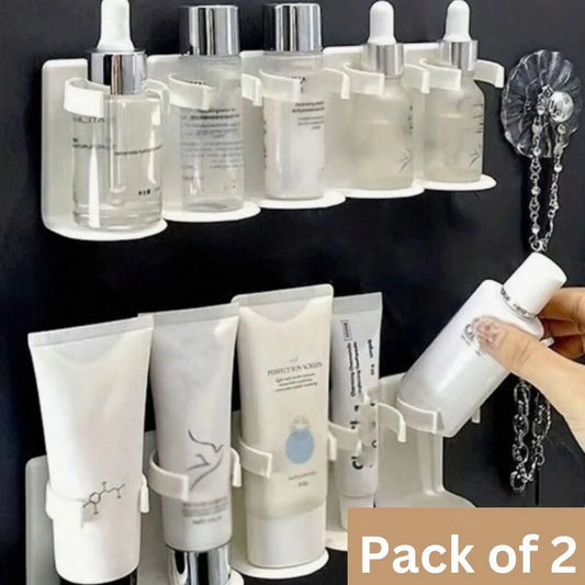 Self-Adhesive 5-Slot Cosmetic & Skincare Holder – Cuttable Space-Saving Wall Organizer for Bathroom & Dressing Table (Pack of 2)