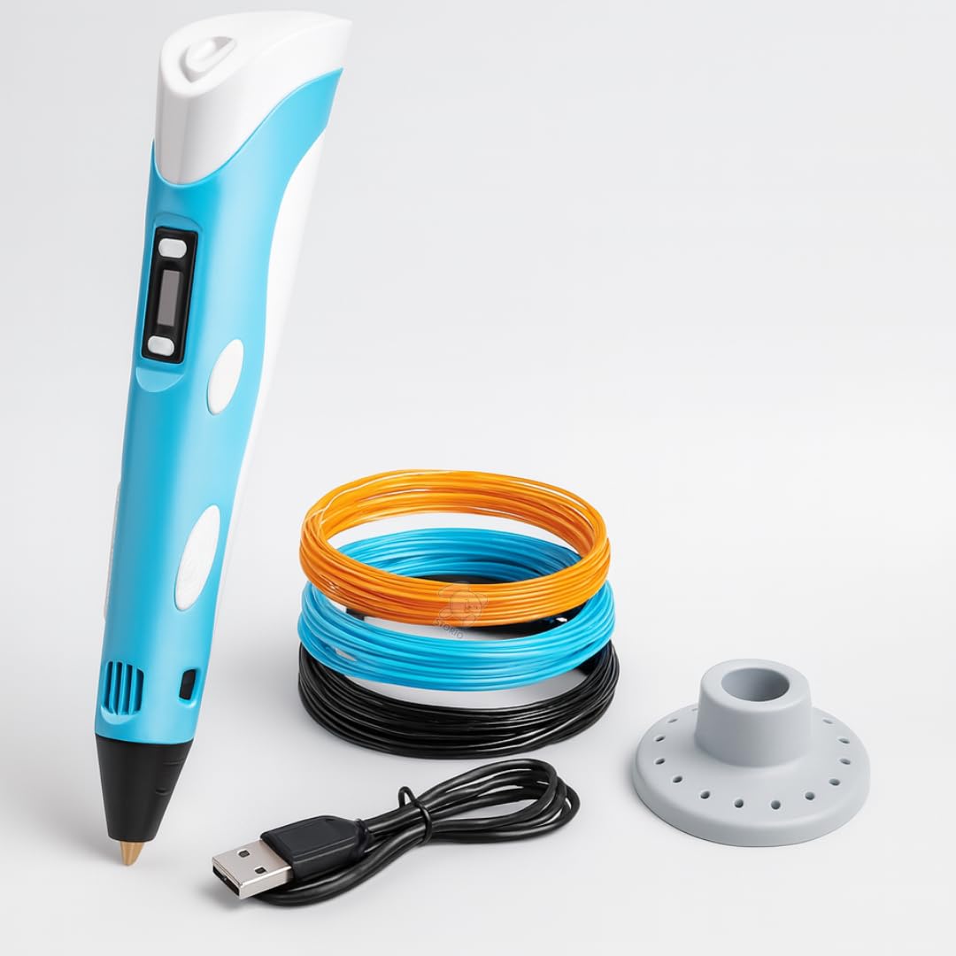 Smart 3D Printing Pen for Kids and Adults – Creative DIY Drawing Pen with LCD Display, Adjustable Speed & 3 PLA Filament Refills