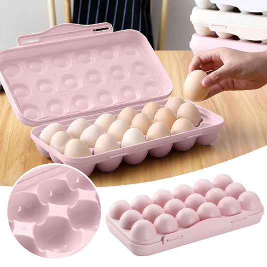 Space-Saving Egg Storage Box for Refrigerator – Double Layer Stackable Tray with Protective Lid for Kitchen & Camping (Assorted Color, Pack of 1)